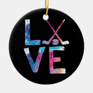 Kärlek Ice Hockey Girls Hockey Gifts Womens Ice Ho Julgransprydnad Keramik