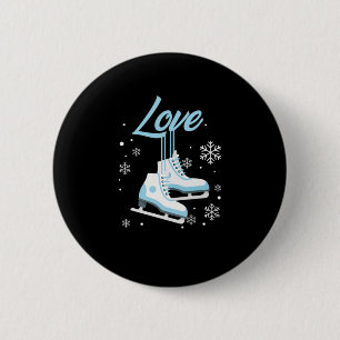 Kärlek Ice Skating Winter Sports Gift Knapp