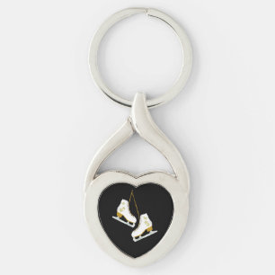 Kärlek Ice-skridskor Twisted Heart Silverfärgad Nyckelring
