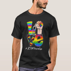 Kärlek Icu Nurse Life Lgbt Gay pride Rainbow Flagg T Shirt
