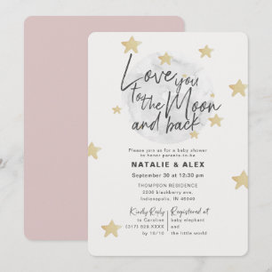 Kärlek inbjudan till Måne & Back Girl Baby Shower