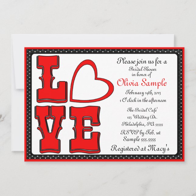 Kärlek Inbjudningskort för möhippan (Framsida)