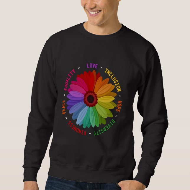 Kärlek Inclusion Hope Diversity Kindness Peace Equ Lång Ärmad Tröja (Framsida)