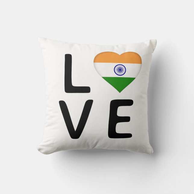 Kärlek - Indien Flagga Dekorativ kudde (Framsida)