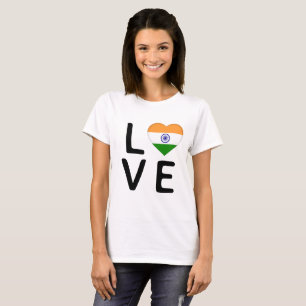 Kärlek - Indien Flagga T Shirt