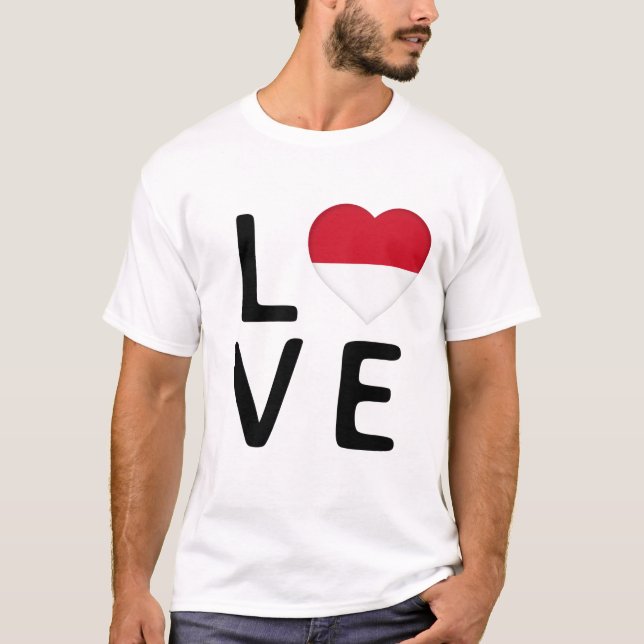 Kärlek - Indonesien Flagga T Shirt (Framsida)