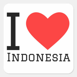 Kärlek Indonesien Fyrkantigt Klistermärke