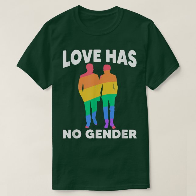 Kärlek Ingen Gender för Lesbisk av regnbåge  Pride T Shirt (Design framsida)