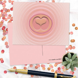 Kärlek Inspicerad Rosa Peach Spiral 3D Heart Cente Vykort