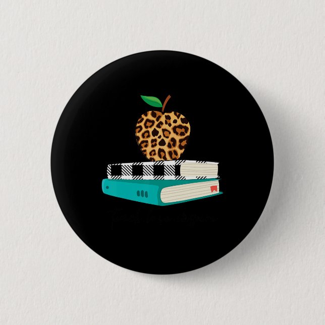 Kärlek Inspire Leopard Skriv ut apple Teacher Funn Knapp (Framsida)
