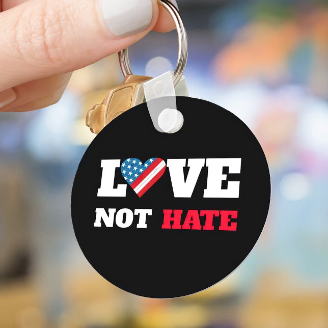 Kärlek inte fet USA flagga Heart Black Nyckelring (Skapare uppladdad)