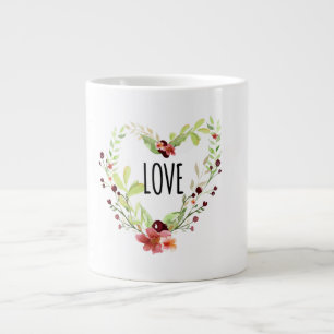 *~* KÄRLEK INTENTION EMOTO Blommigt HJÄRTAT andeta Jumbo Mugg