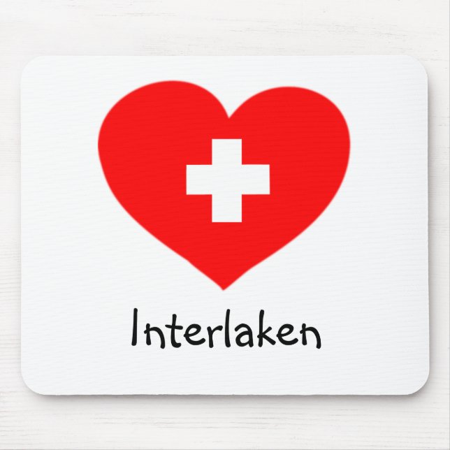 Kärlek Interlaken - schweizisk hjärtmuspekad Musmatta (Framsidan)