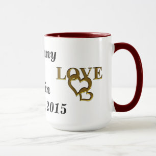 Kärlek Interlocking Heart, Namn och Date Ringer Mu Mugg