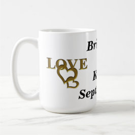 Kärlek Interlocking Heart, Namn och Date Ringer Mu Mugg