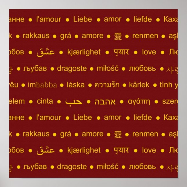 Kärlek internationell ord poster (Framsidan)
