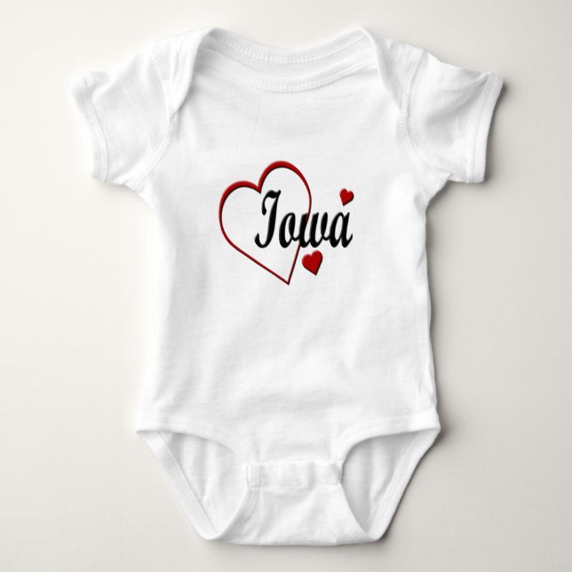 Kärlek Iowa Hearts Spädbarn T-shirt (Framsida)