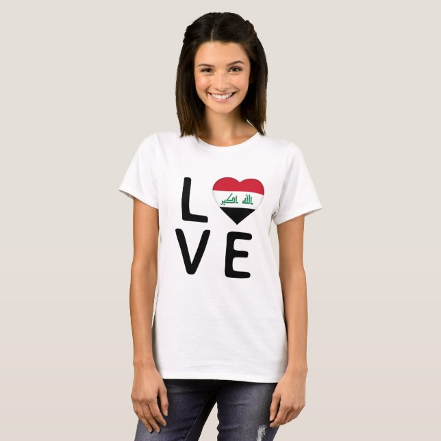 Kärlek - Irak Flagga T Shirt (Hel framsida)