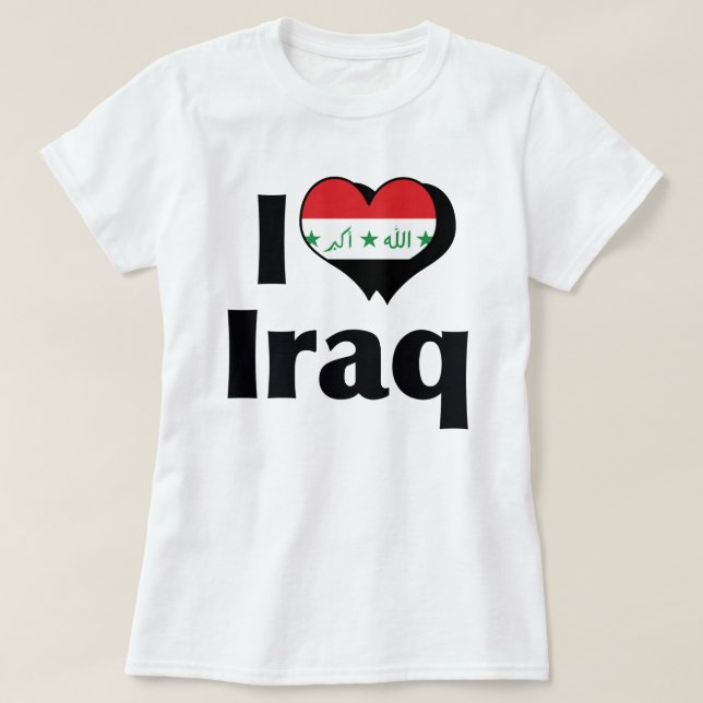 Kärlek Irak Flagga Tee Shirt (Design framsida)