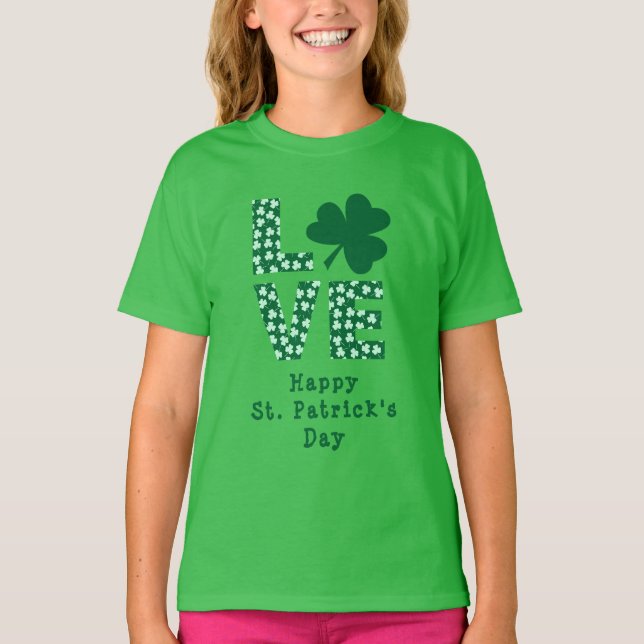 KÄRLEK Irish Roligt Kids St. Patrick's Day T Shirt (Framsida)