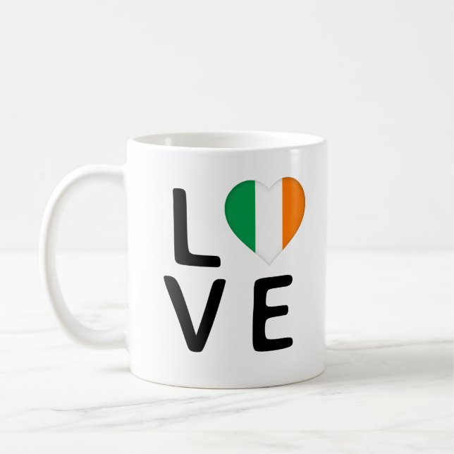 Kärlek - Irland Flagga Kaffemugg (Vänster)