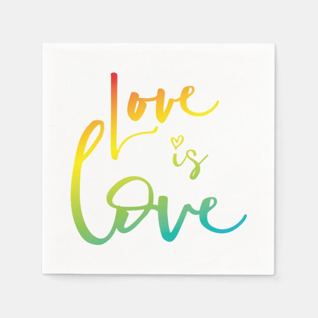 KÄRLEK IS KÄRLEK LBGT-regnbågsbunden typografi Pappersservett (Framsidan)
