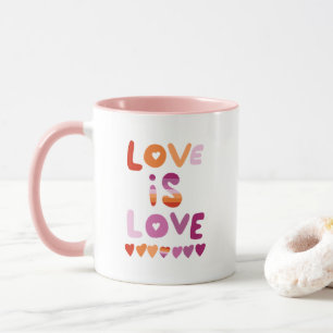 KÄRLEK IS KÄRLEK ROSA LILA LESBISK GAY PRIDE MUGG