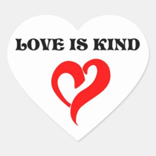 "KÄRLEK IS KIND" HEART HJÄRTFORMAT KLISTERMÄRKE