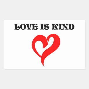 "KÄRLEK IS KIND" HEART REKTANGULÄRT KLISTERMÄRKE