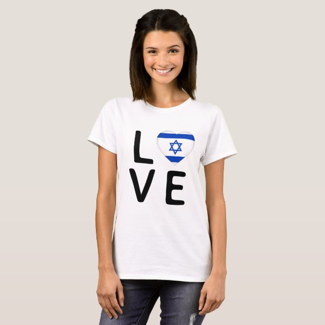 Kärlek - Israel Flagga T Shirt (Hel framsida)