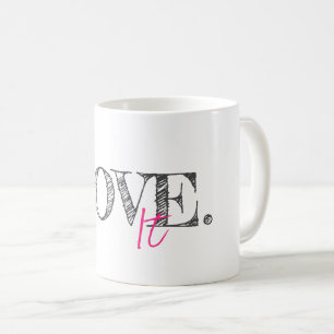 KÄRLEK IT Modern Typography Black White Rosa Artis Kaffemugg
