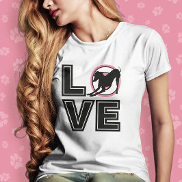 Kärlek italiensk greyhound Black Typography Silhou T Shirt