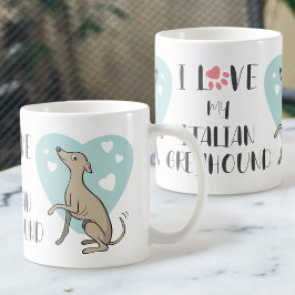 Kärlek Italienska Greyhound Fawn Tecknad hund Cute Kaffemugg