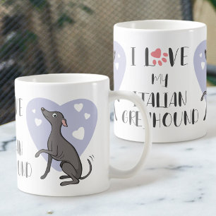 Kärlek Italienska Greyhound Grått Tecknad hund Cut Kaffemugg