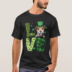 Kärlek Jack Russell Terrier Leopard Shamrock St P T Shirt