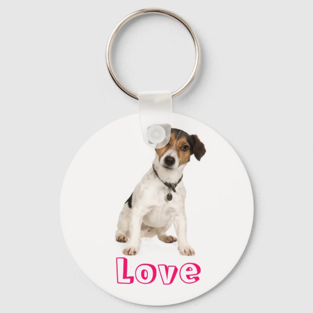Kärlek Jack Russell Terrier Puppy Hund Keychain Nyckelring (Framsida)