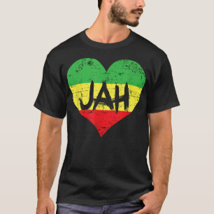 Kärlek Jah Heart Design Rastafari Reggae-musik T Shirt