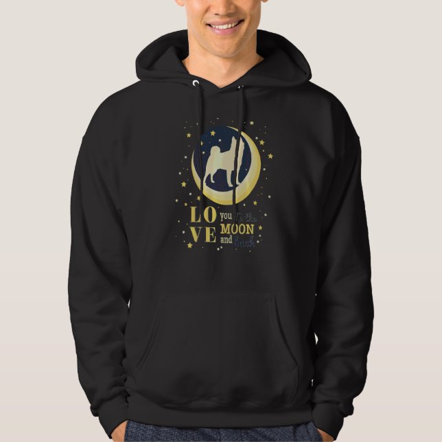 Kärlek japanska Akita Inu till Måne Hoodie (Framsida)