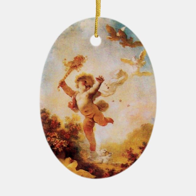 KÄRLEK: JESTER CUPID MONOGRAM Orange Agatha Julgransprydnad Keramik (Framsidan)