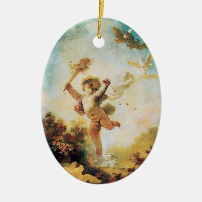 KÄRLEK JESTER, CUPID MONOGRAM Orange Agatha Julgransprydnad Keramik (Framsidan)