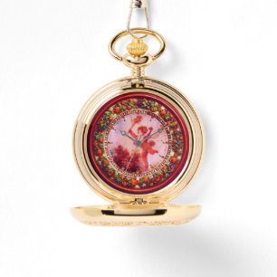 KÄRLEK JESTER,KUPID I RED ROSA BLOMMIGT KRONA ARMBANDSUR