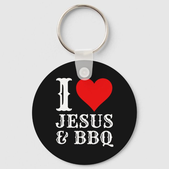 Kärlek Jesus Bbq Proud Christian Food Grill Kött S Nyckelring (Framsida)