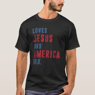 Kärlek Jesus och Amerika för att Retro Gud Christi T Shirt