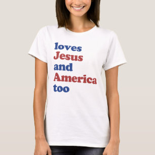 Kärlek Jesus och Amerika till 4 juli Sommaren T Shirt
