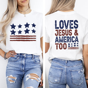 Kärlek Jesus och Amerika till 4 juli T Shirt