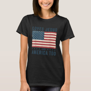 Kärlek Jesus och Amerika till USA flagga Patriotic T Shirt
