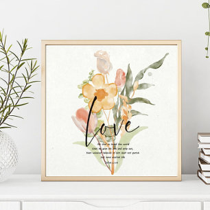 Kärlek-John 3:16 orange blom- Poster