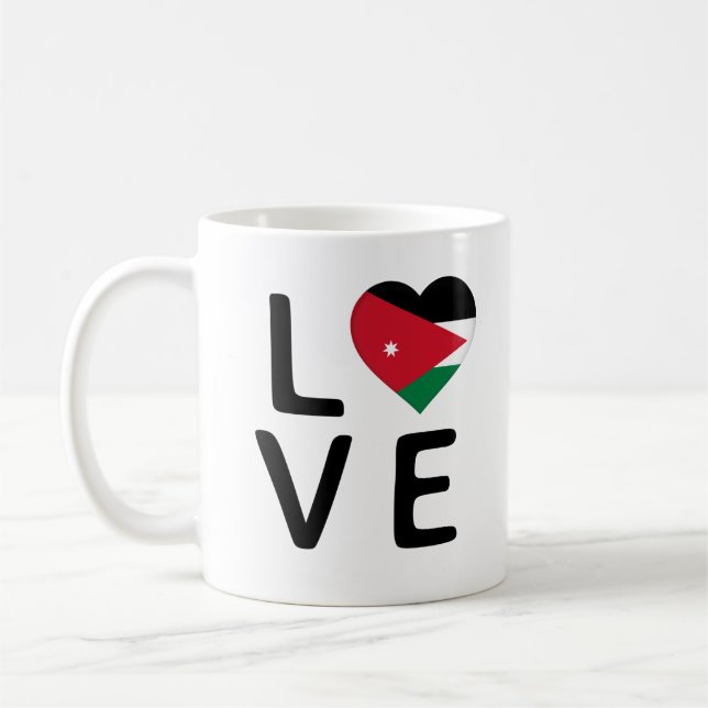 Kärlek - Jordanien Flagga Kaffemugg (Vänster)