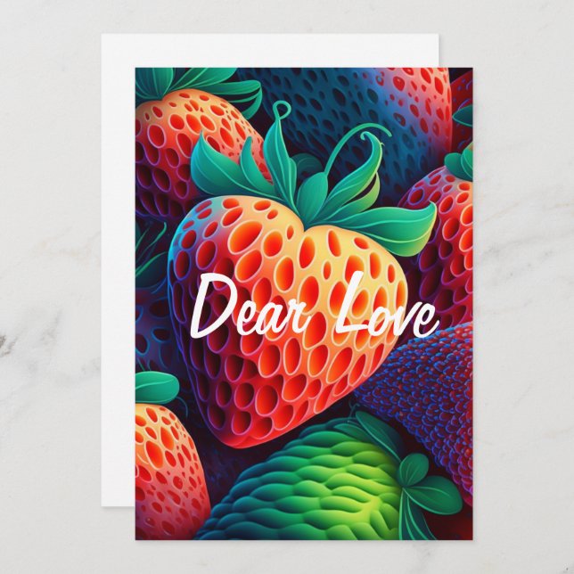 Kärlek jordgubbskort för älskare julkort (Fram/baksida)