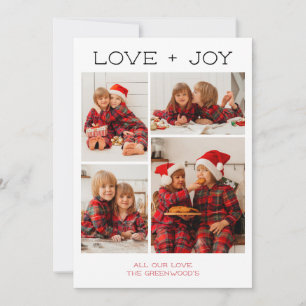 Kärlek + Joy 4-fotojulkort Julkort